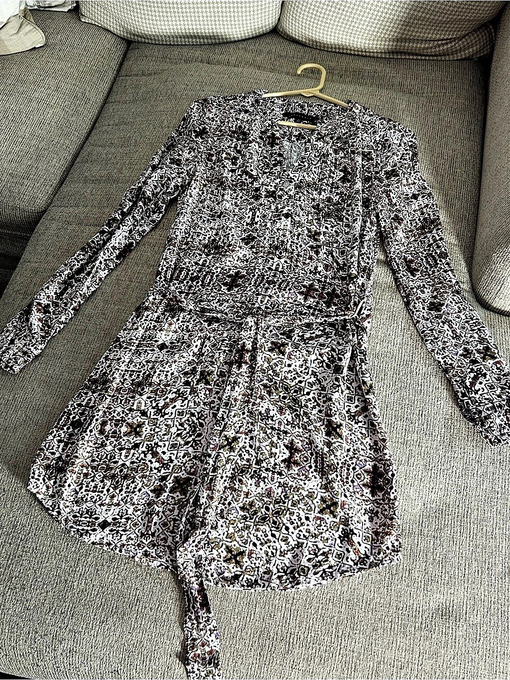 Sanctuary Geometric Mini Dress in White & Brown Size XS